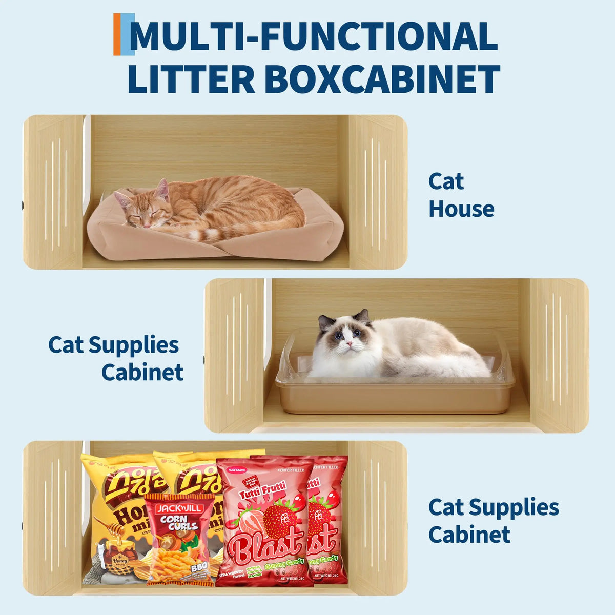 Studyset Cat Tree Litter Box Enclosure Multilevel Sisal Scratcher