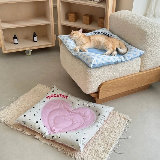 Summer Cooling Pet Bed Mat Breathable Ice Silk Cat Dog Sleeping Cushion Non-slip Pet Cooling Pad for Indoor Floor Pet Sleeping