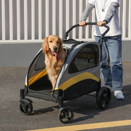 Portable Foldable Dog Stroller Breathable Four Wheel Pet Carrier
