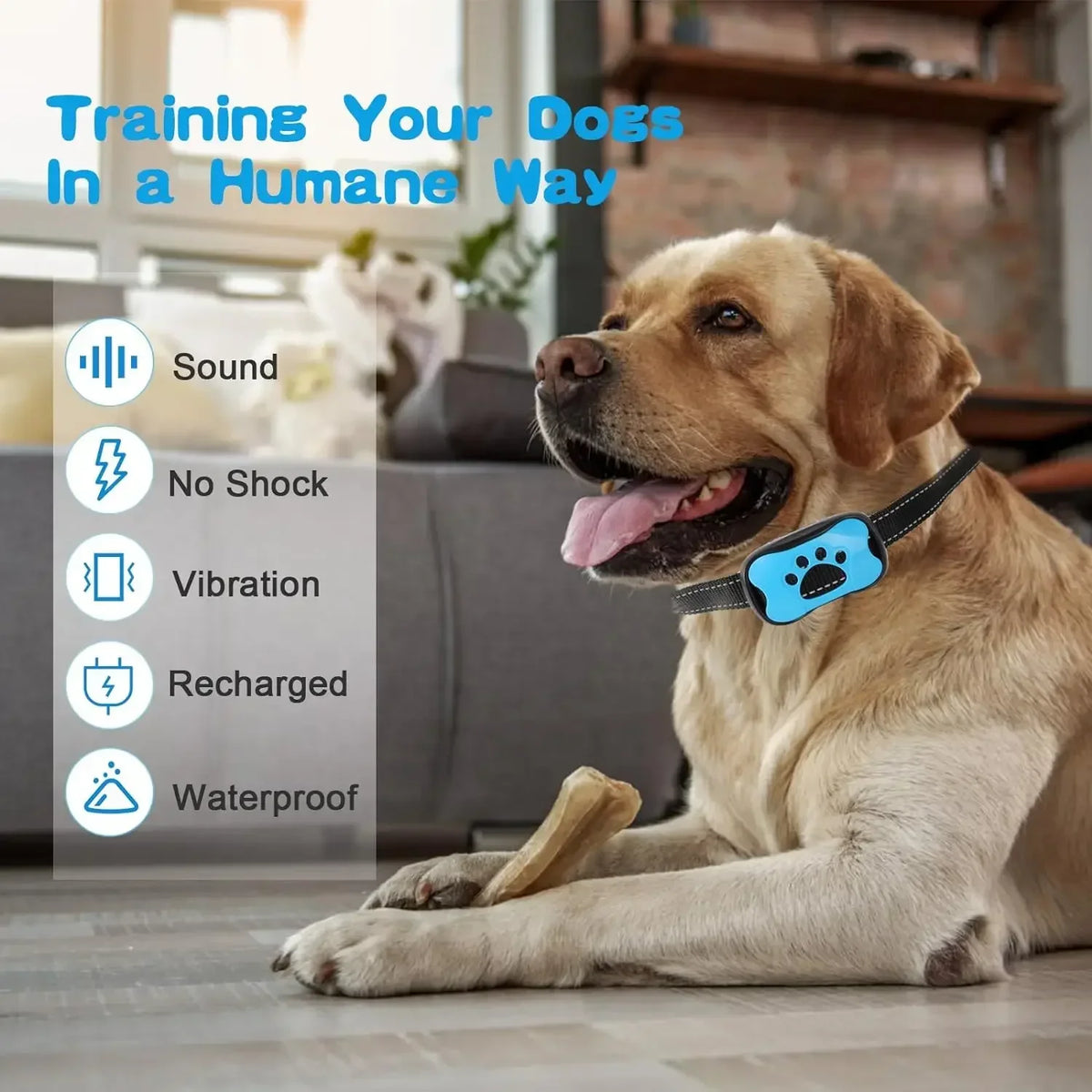 Rechargeable Ultrasonic Dog Anti Bark Training Collar With Vibration