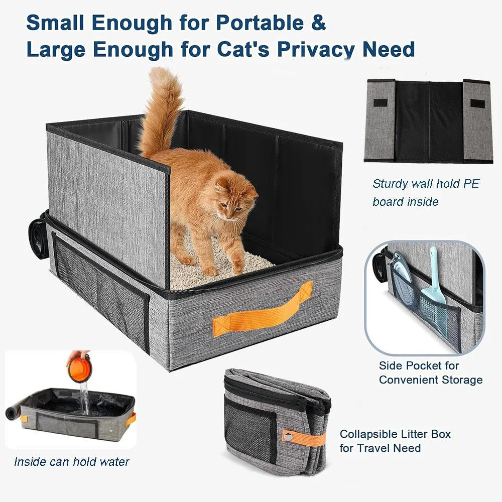 Portable Foldable Cat Litter Box Waterproof Travel Pet Toilet Tray