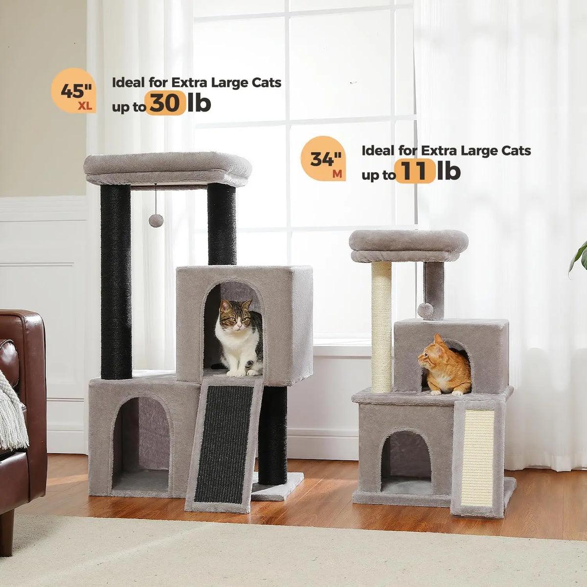 Heavy Duty Double Tier Cat Tree With Sisal Scratching Post