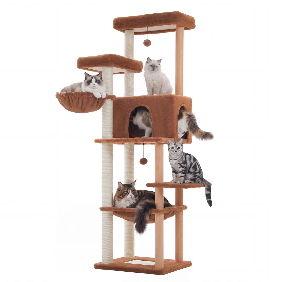 Pequlti Multi Level Cat Tree With Hammock And Sisal Posts