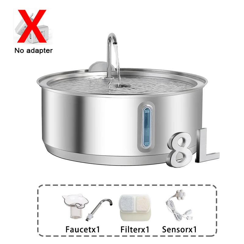 Stainless Steel Automatic Pet Water Fountain With Filter For Cats