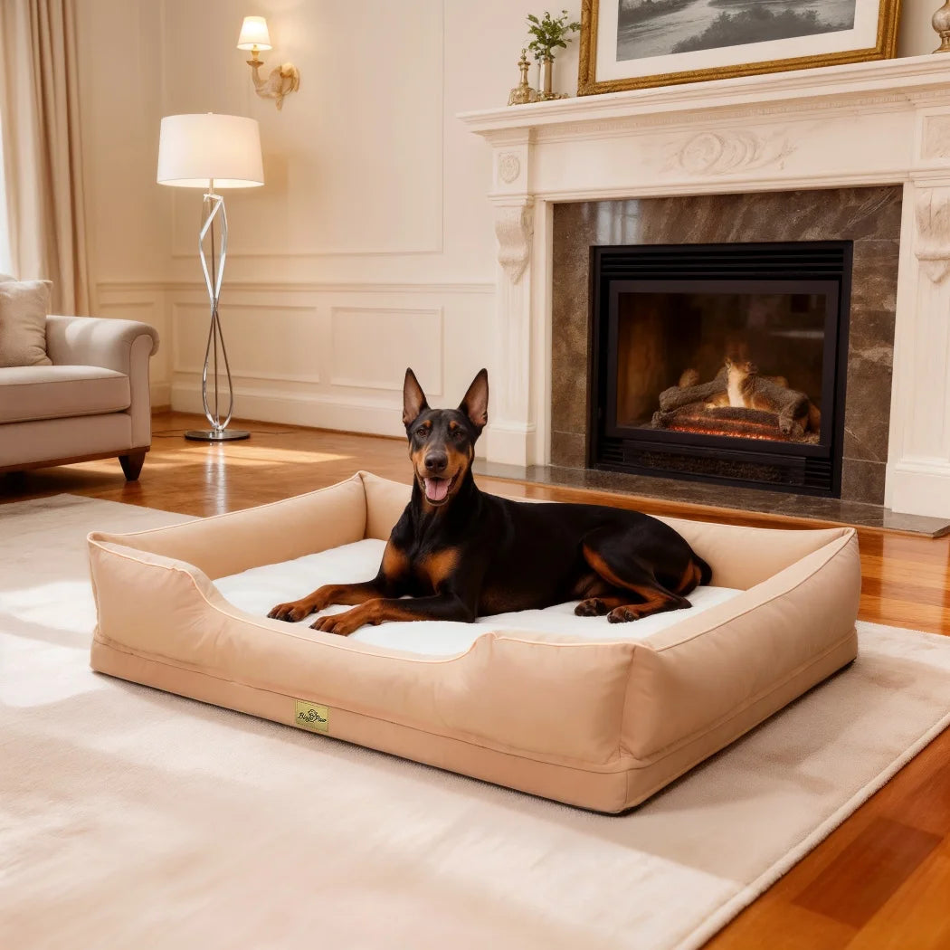 Borwart Orthopedic Dog Bed With Removable Cover And Bolster