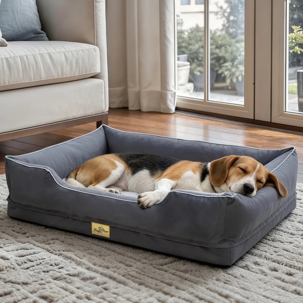 Borwart Orthopedic Dog Bed With Removable Cover And Bolster