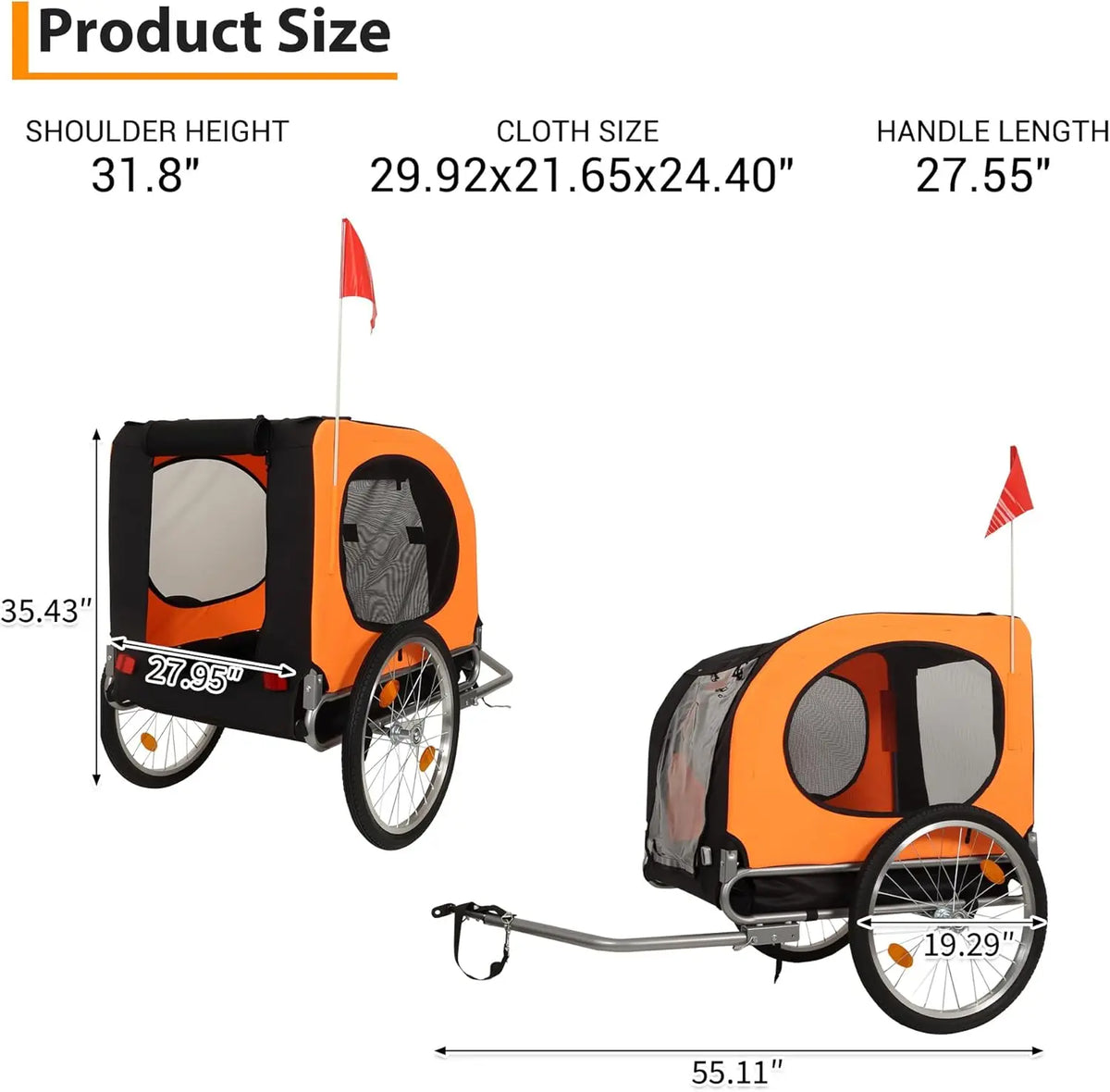 Twister Foldable Dog Bike Trailer Heavy Duty Pet Carrier