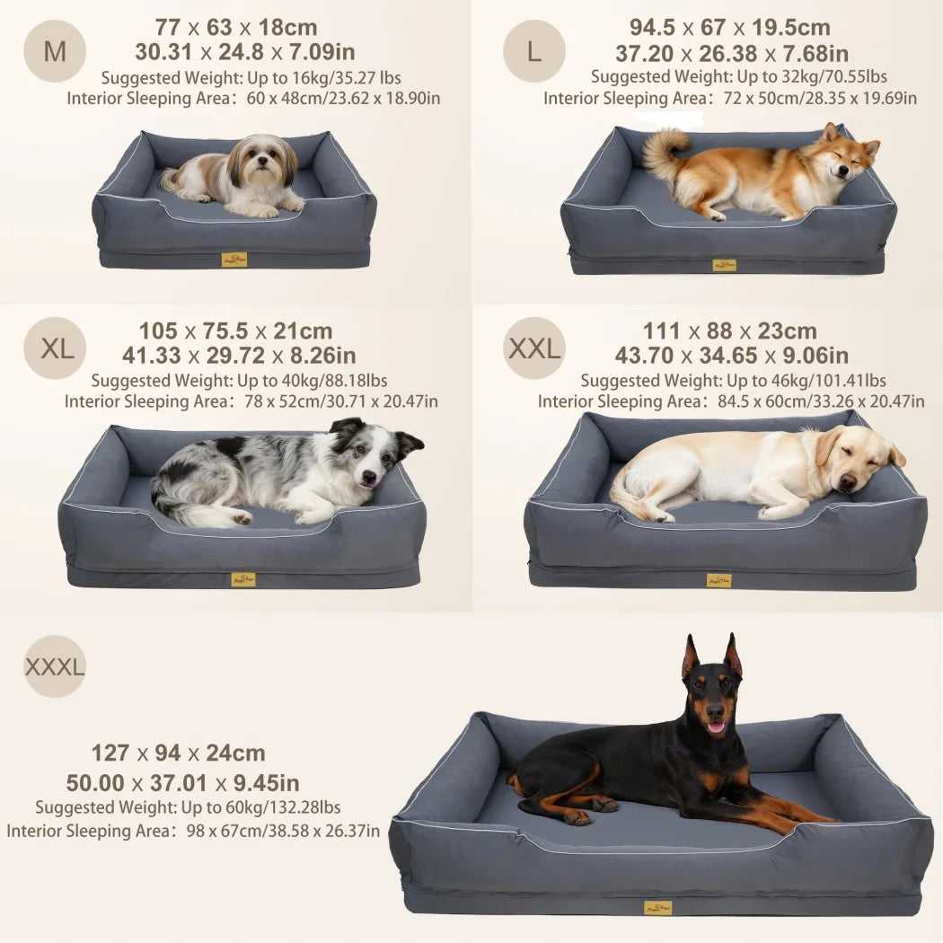 Borwart Orthopedic Dog Bed Sofa With Washable Waterproof Cover