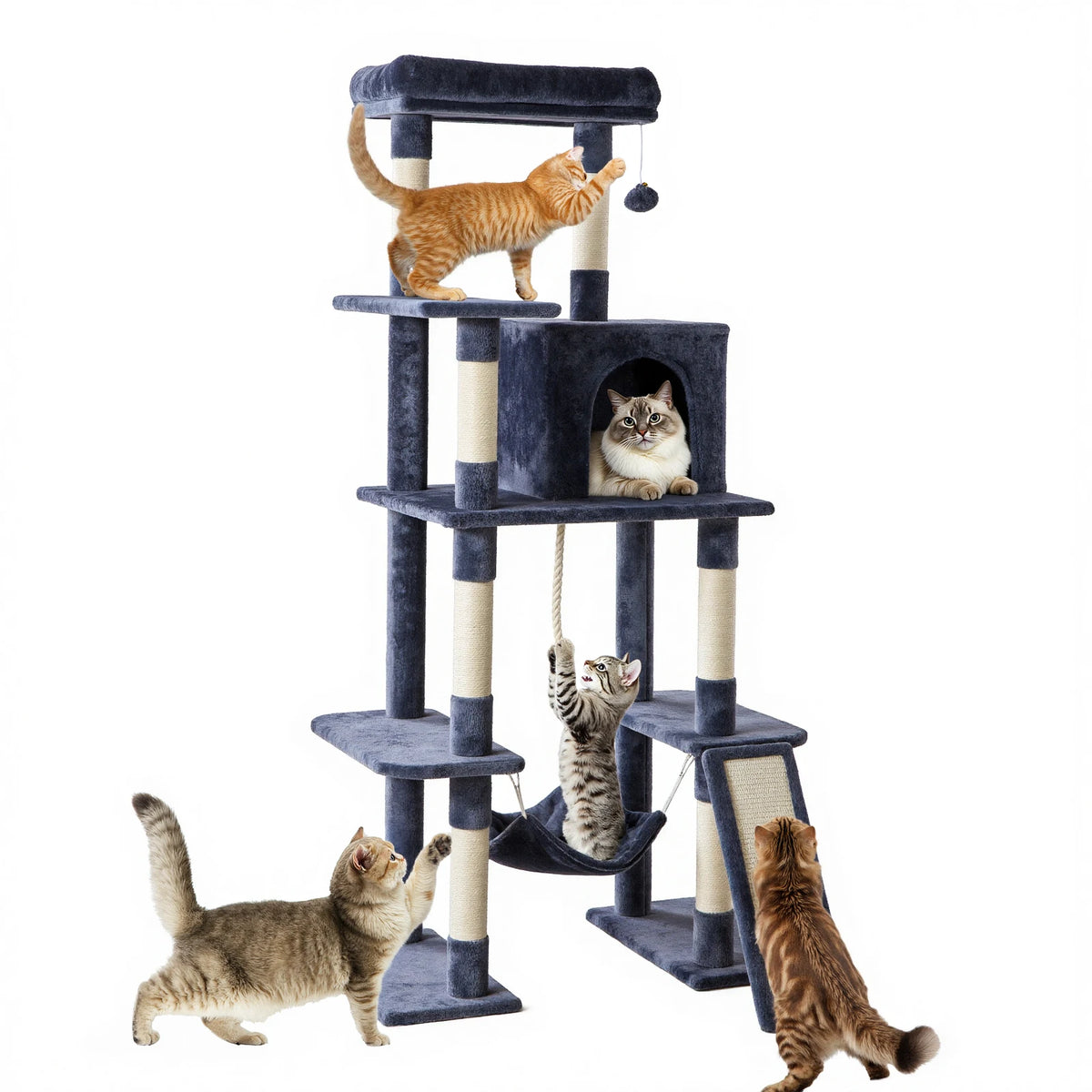 JHK Multi Level Cat Tower With Sisal Scratching Posts