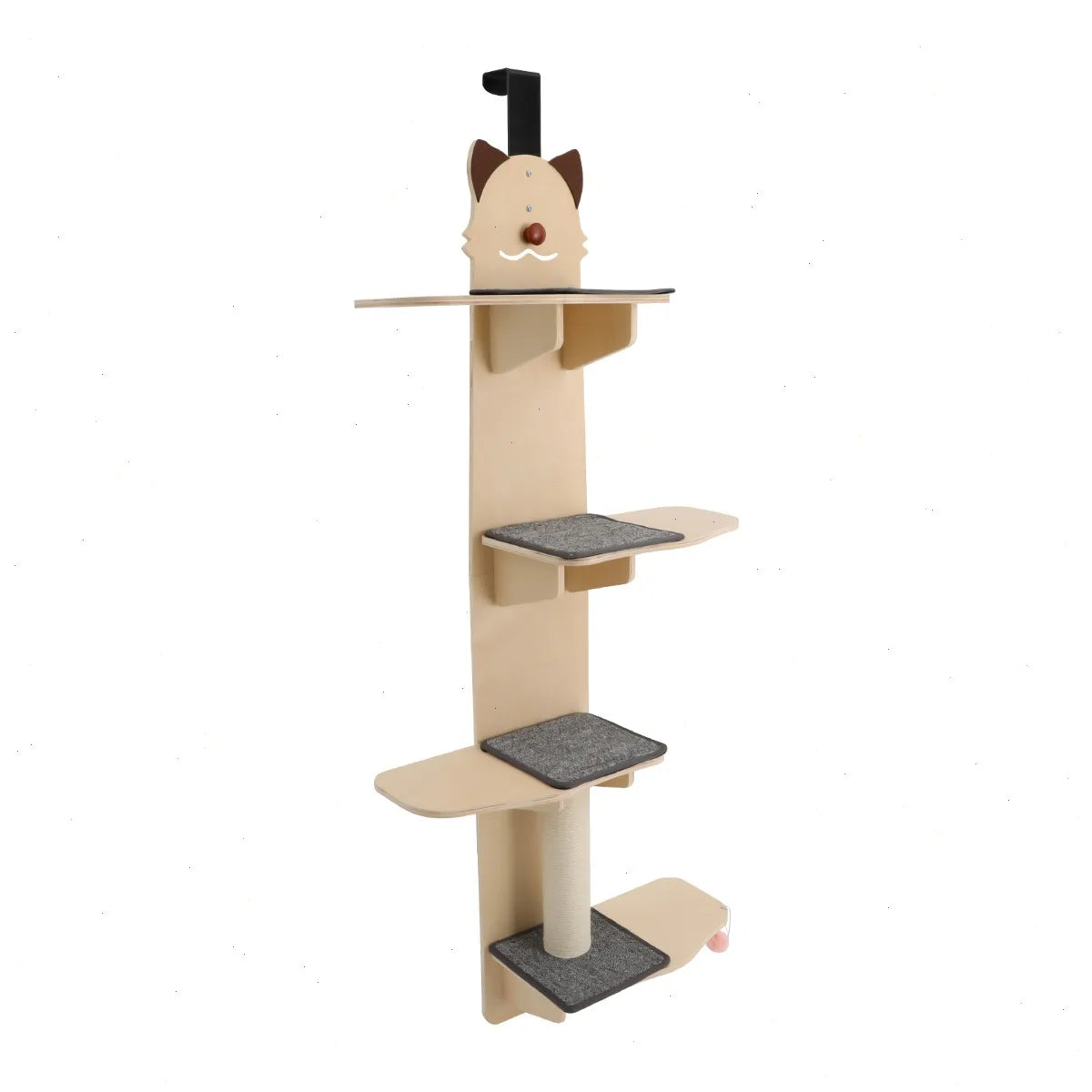 Door Hanging Cat Tree Multi Level Wooden Shelves For Cats