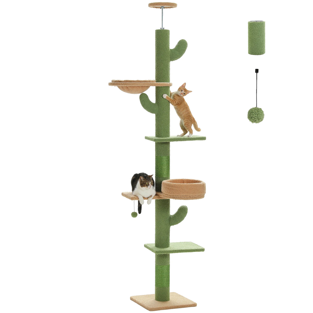Pequlti Adjustable Height Cat Tower With Scratching Post And Hammock