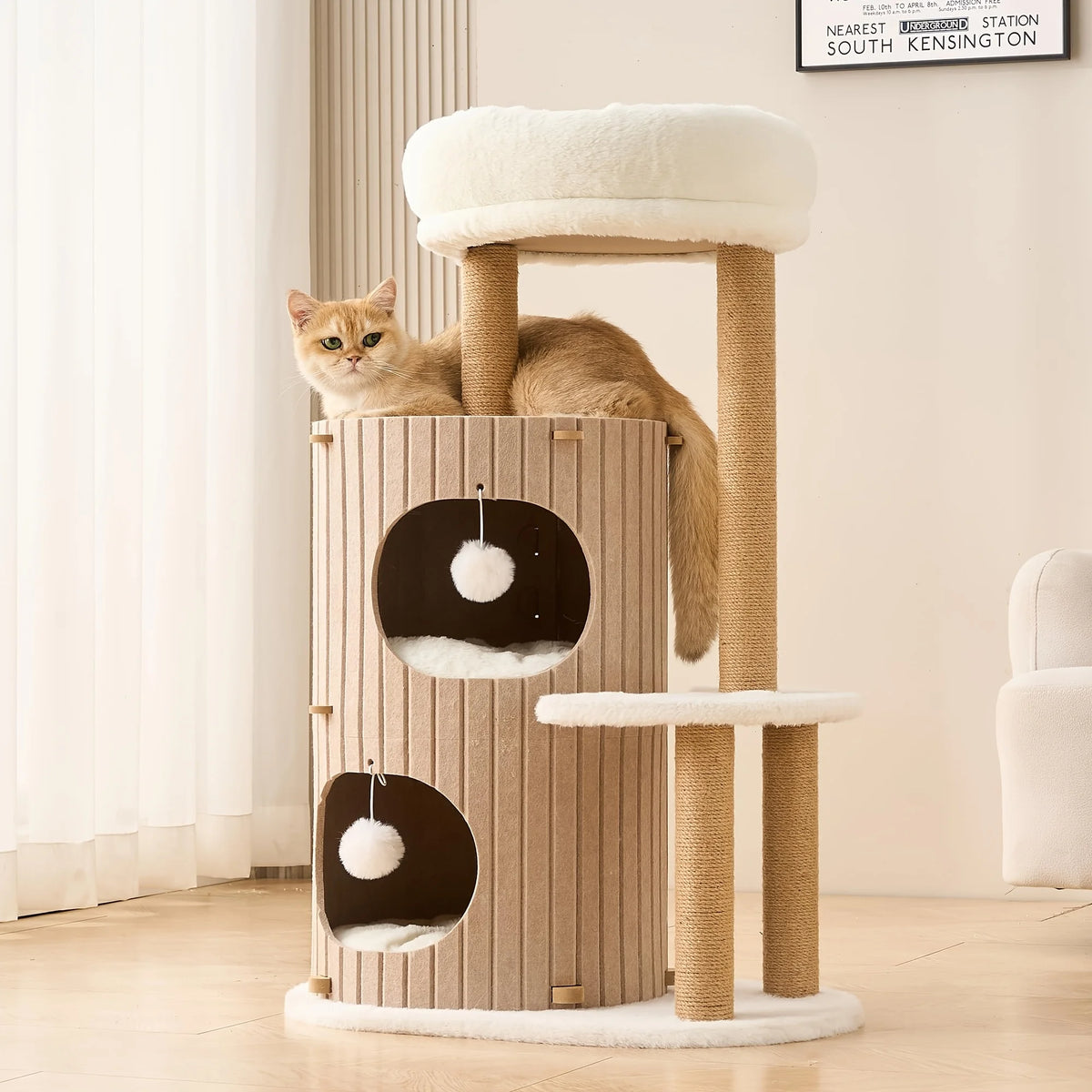 Modern Indoor Cat Tree Tower With Scratching Posts And Caves