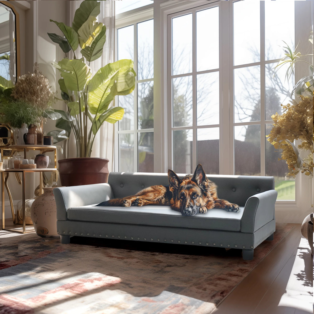BINGOPAW Waterproof Leather Elevated Dog Sofa Bed For Indoor Pets