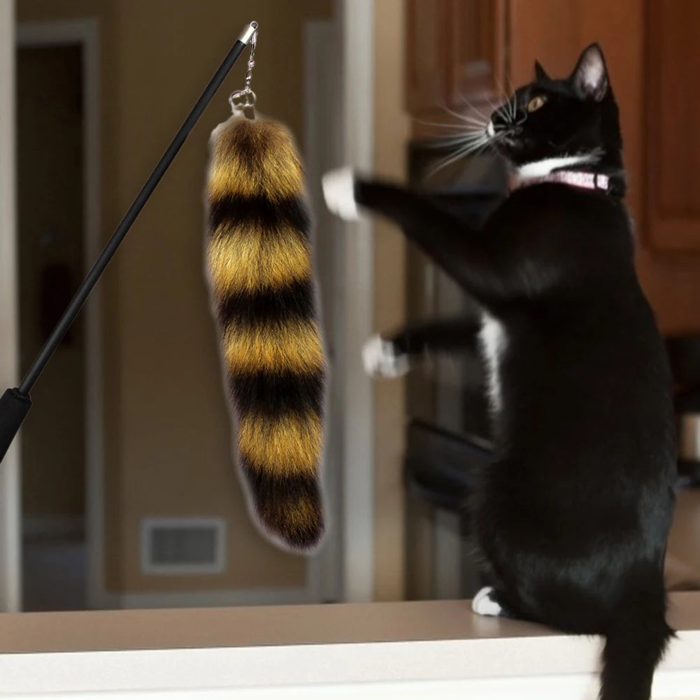 Cats Teasing Stick Telescopic Rod Interactive Pet Teaser Stick Soft Cat Toy Funny Long Hairy Pet Teasing Rod Pet Supplies