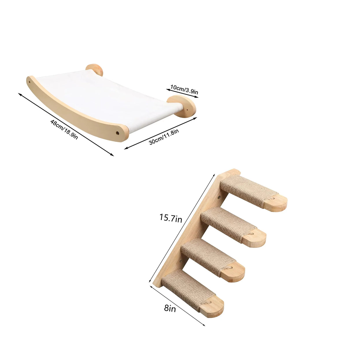 CWV Wall Mounted Cat Hammock With Sisal Scratching Shelf