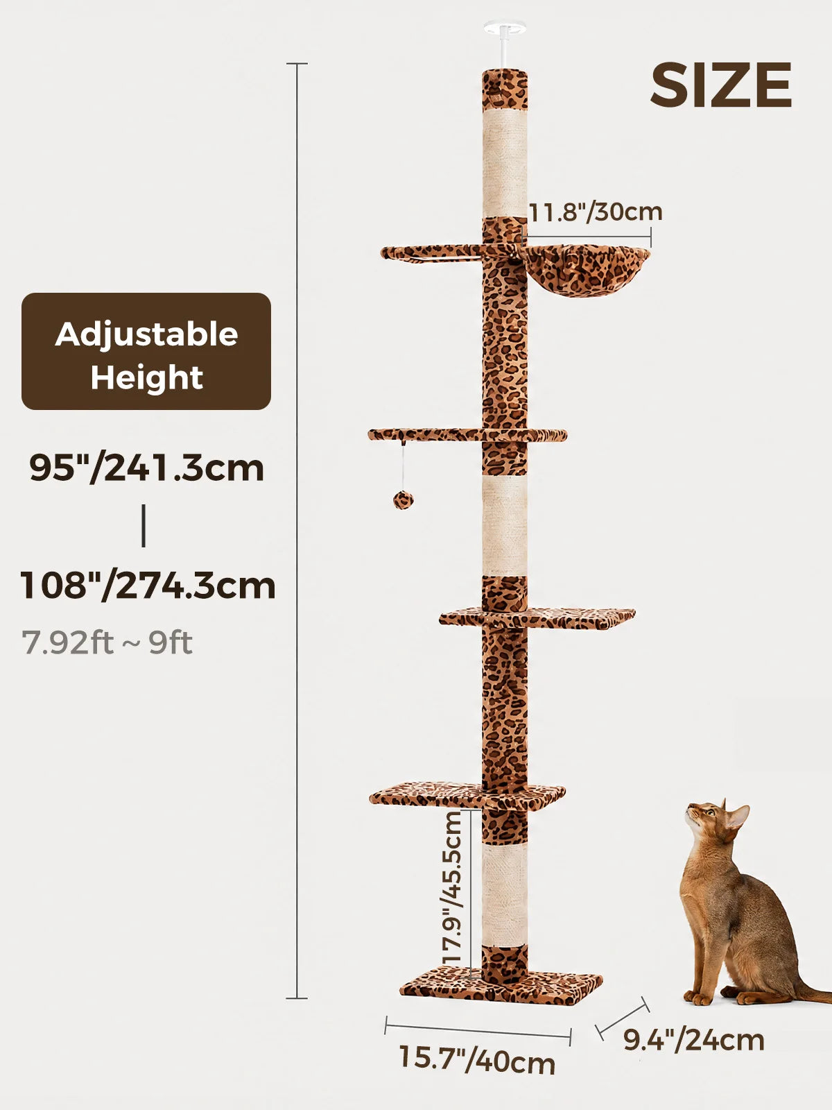 Pequlti Multi Level Cat Tree With Hammock And Sisal Posts