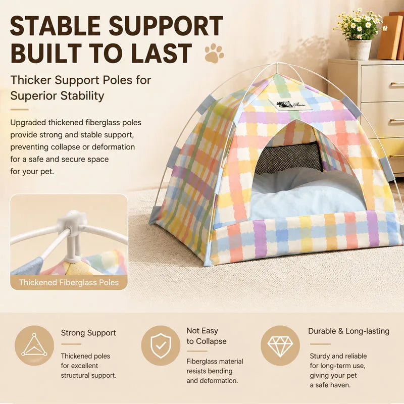 Canvas Semi Enclosed Pet Tent Bed For Cats And Dogs