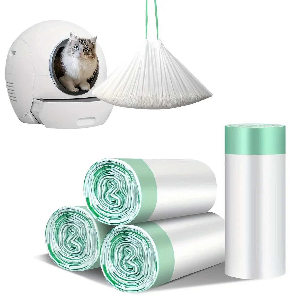 Heavy Duty Drawstring Cat Litter Box Liners For Easy Cleaning