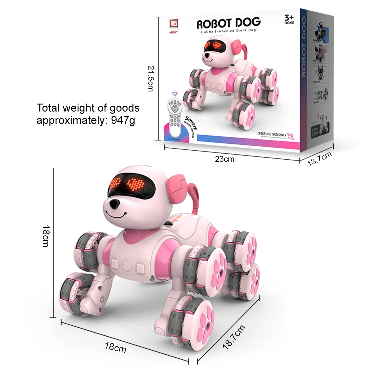 Remote Control  Dog Toys Eight Wheeled Stunt Intelligent Robot Dog Interactive Electronic Pet Programming Model Gifts for Kids