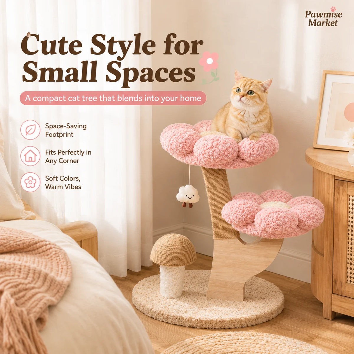 Indoor Plush Cat Tree With Sisal Scratching Post For Kittens
