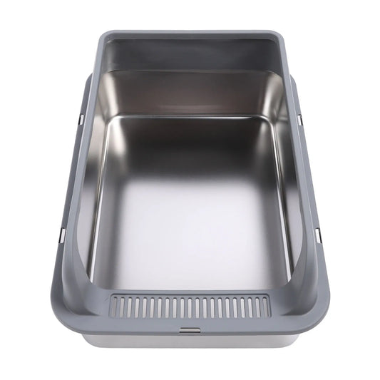 YOSOO Stainless Steel High Sided Top Entry Cat Litter Box