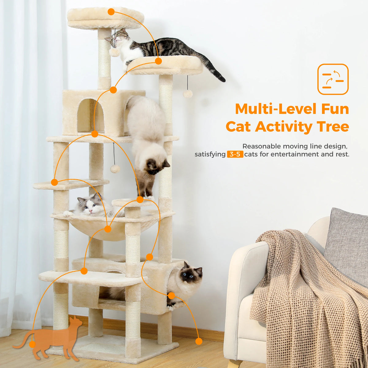 Pawz Road Cat Tree With Sisal Scratching Posts And Hammock
