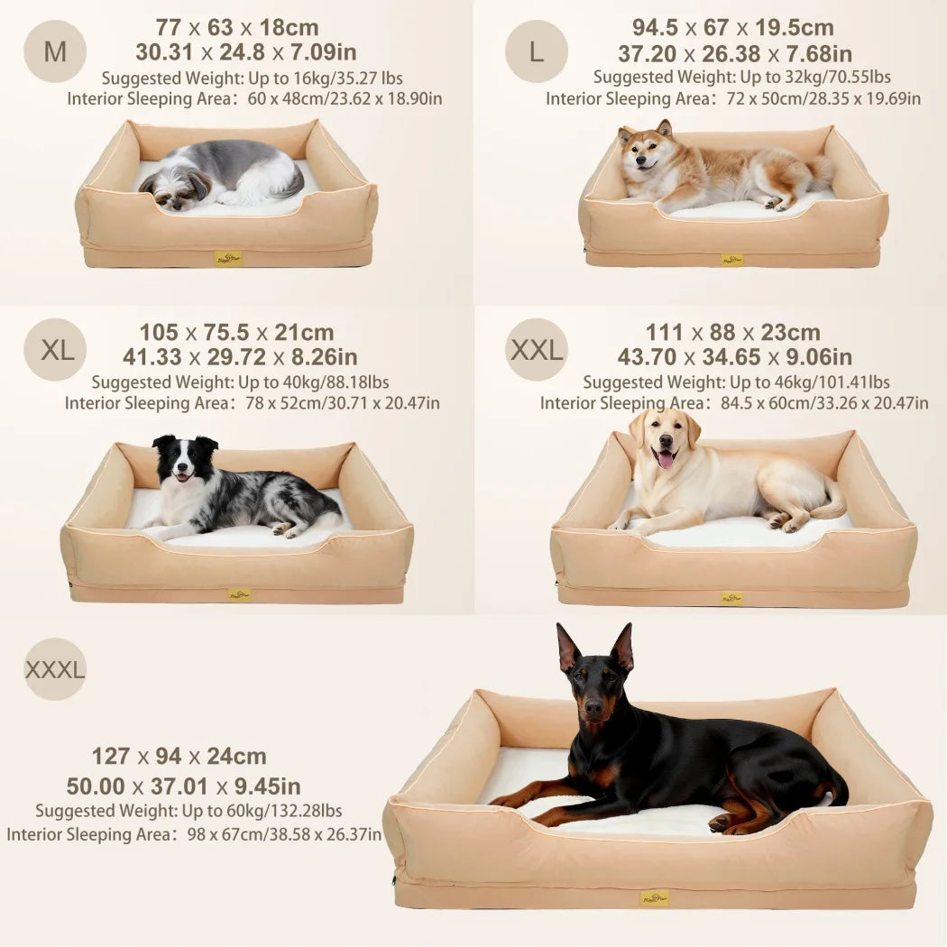 Borwart Orthopedic Dog Bed With Removable Cover And Bolster