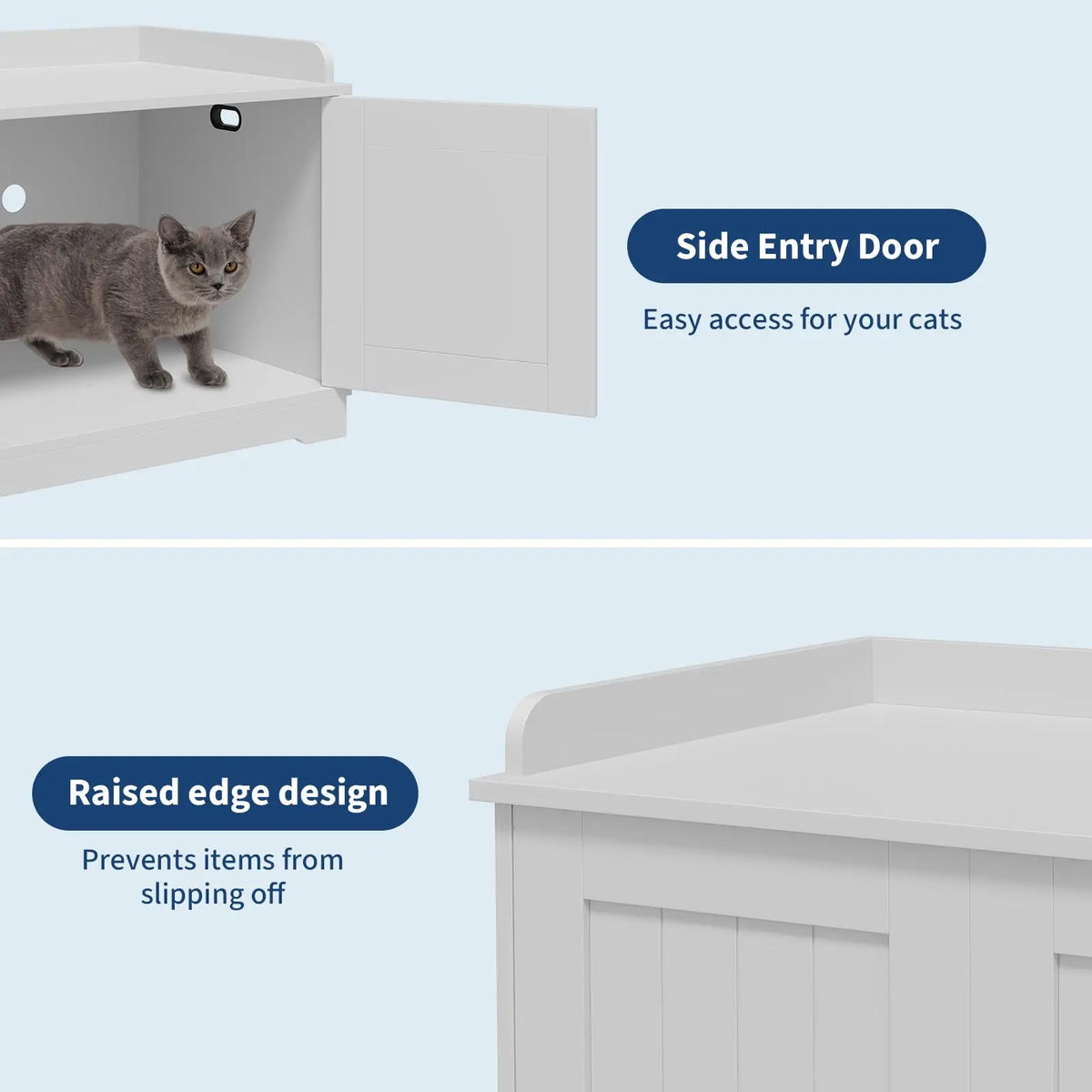 HiMISS Wooden Cat Litter Box Enclosure With Barn Door