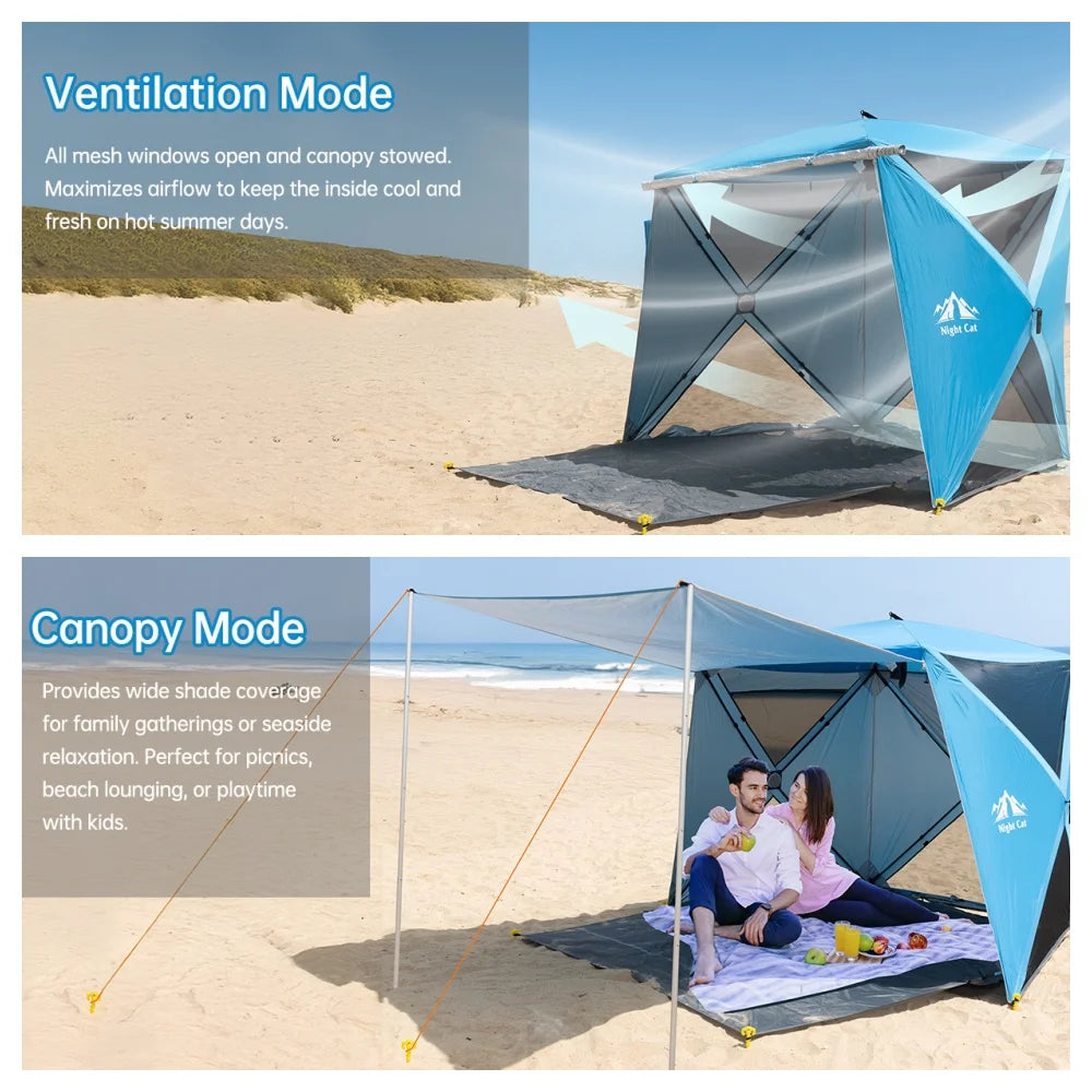 Night Cat Pop Up Beach Tent With Canopy And Footprint