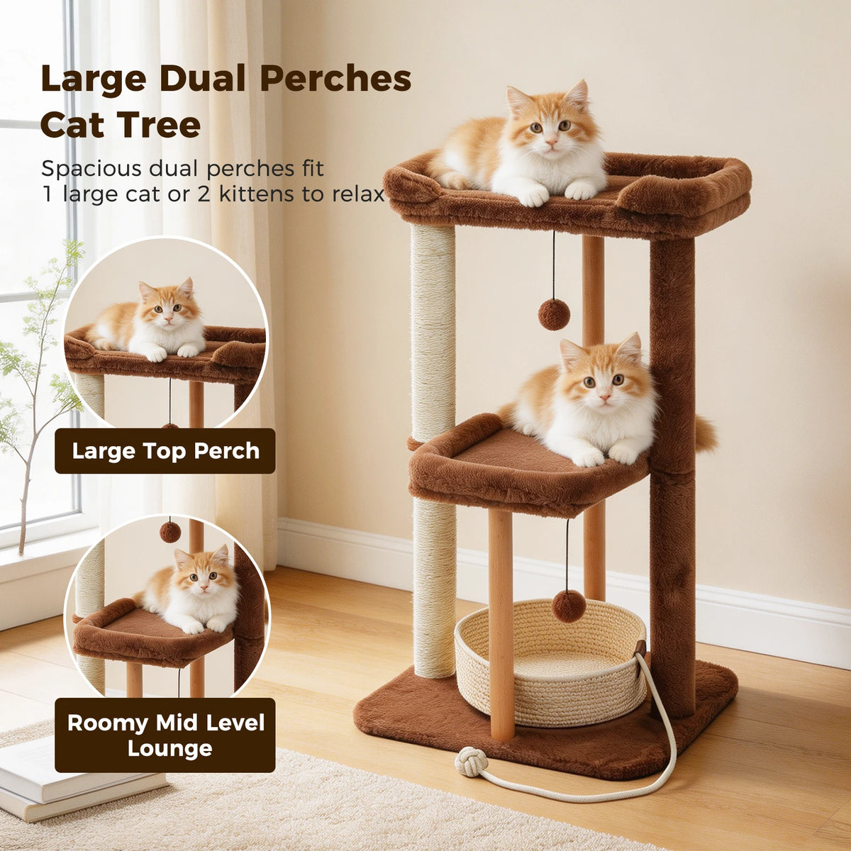 Pawz Road Wood Cat Tower With Sisal Scratching Posts