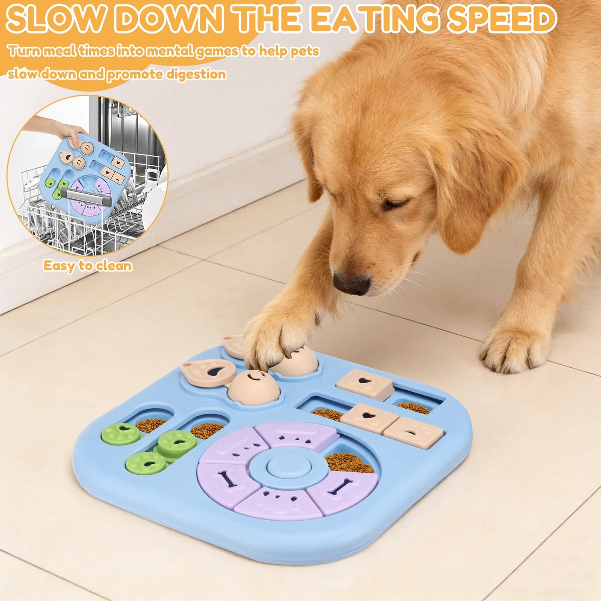Interactive Dog Puzzle Toy Treat Dispensing Slow Feeder