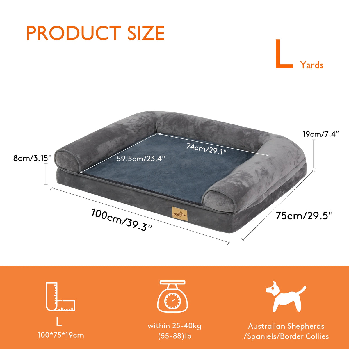 Premium Sofa Style Dog Bed With Bolster And Washable Cover