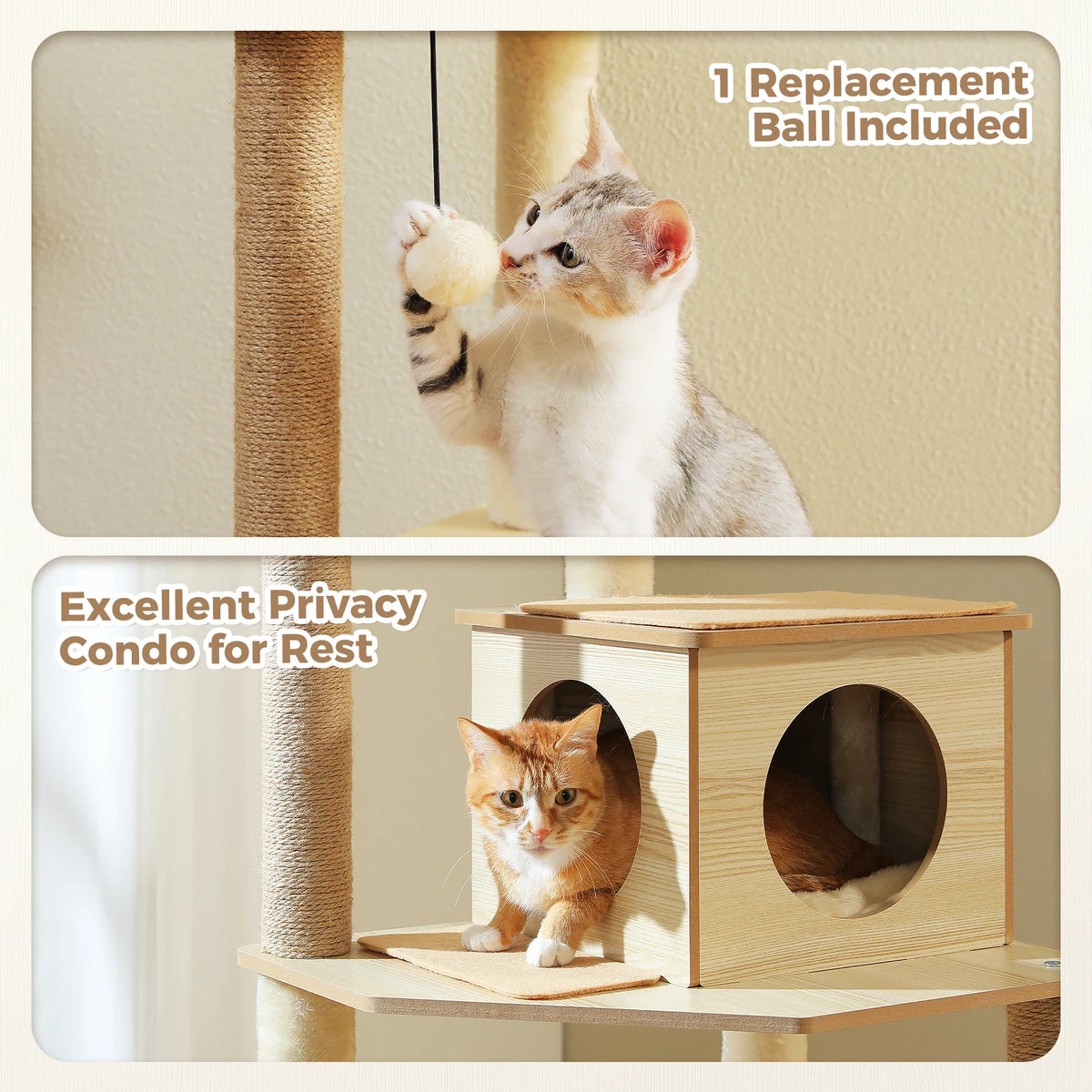 Pawz Road Wood Cat Tree with Sisal Posts Hammock Condo