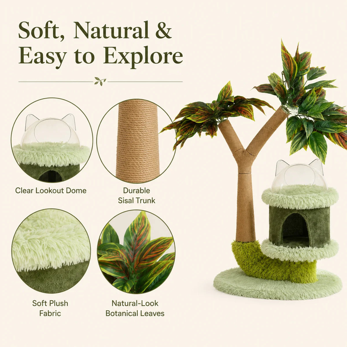 Double Tier Cat Tree With Sisal Rope Scratching Post