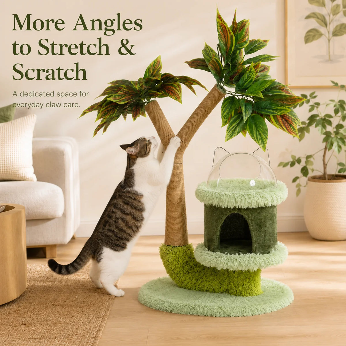 Double Tier Cat Tree With Sisal Rope Scratching Post