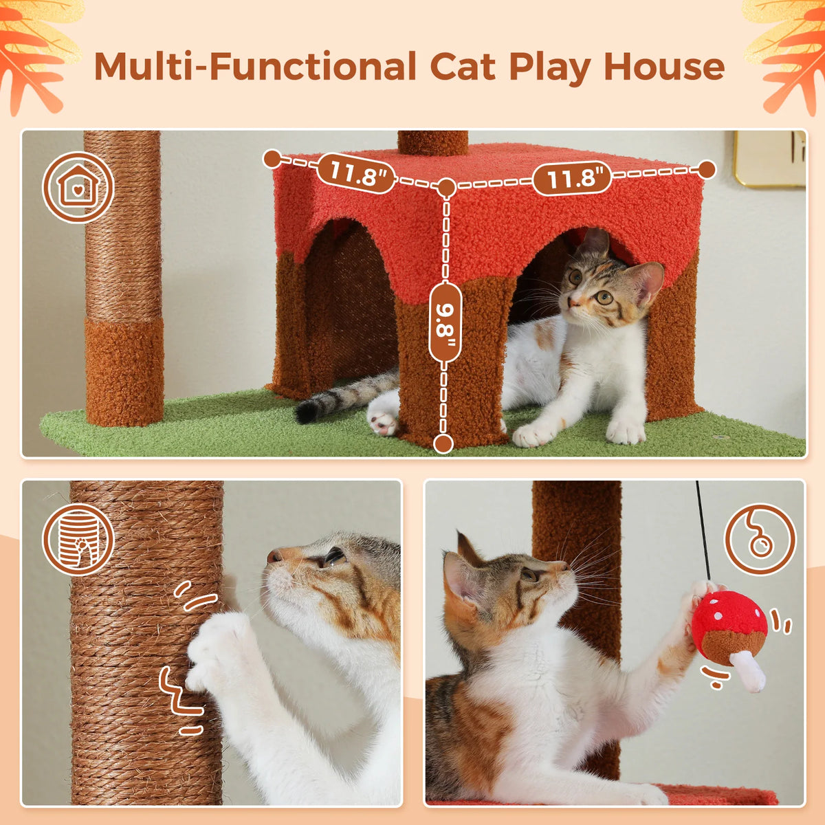 PAWZ Road Multi Tier Cat Tower With Scratching Posts Hammock