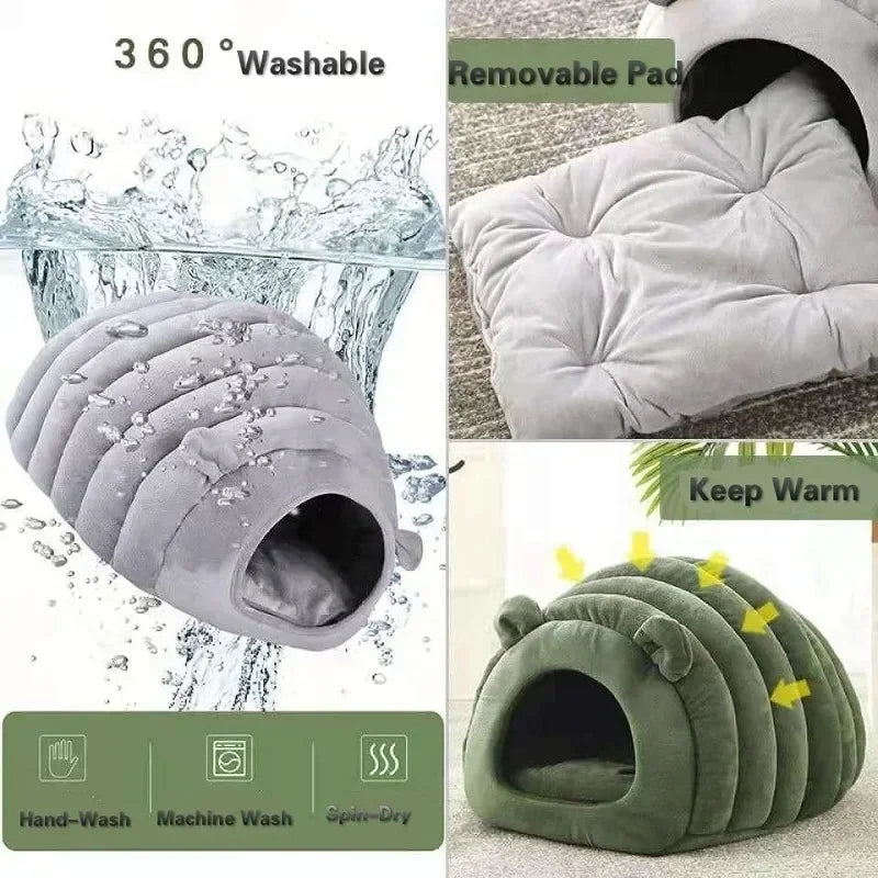 Winter Warm Fully Enclosed Cotton Cat Kennel Sleeping Bed