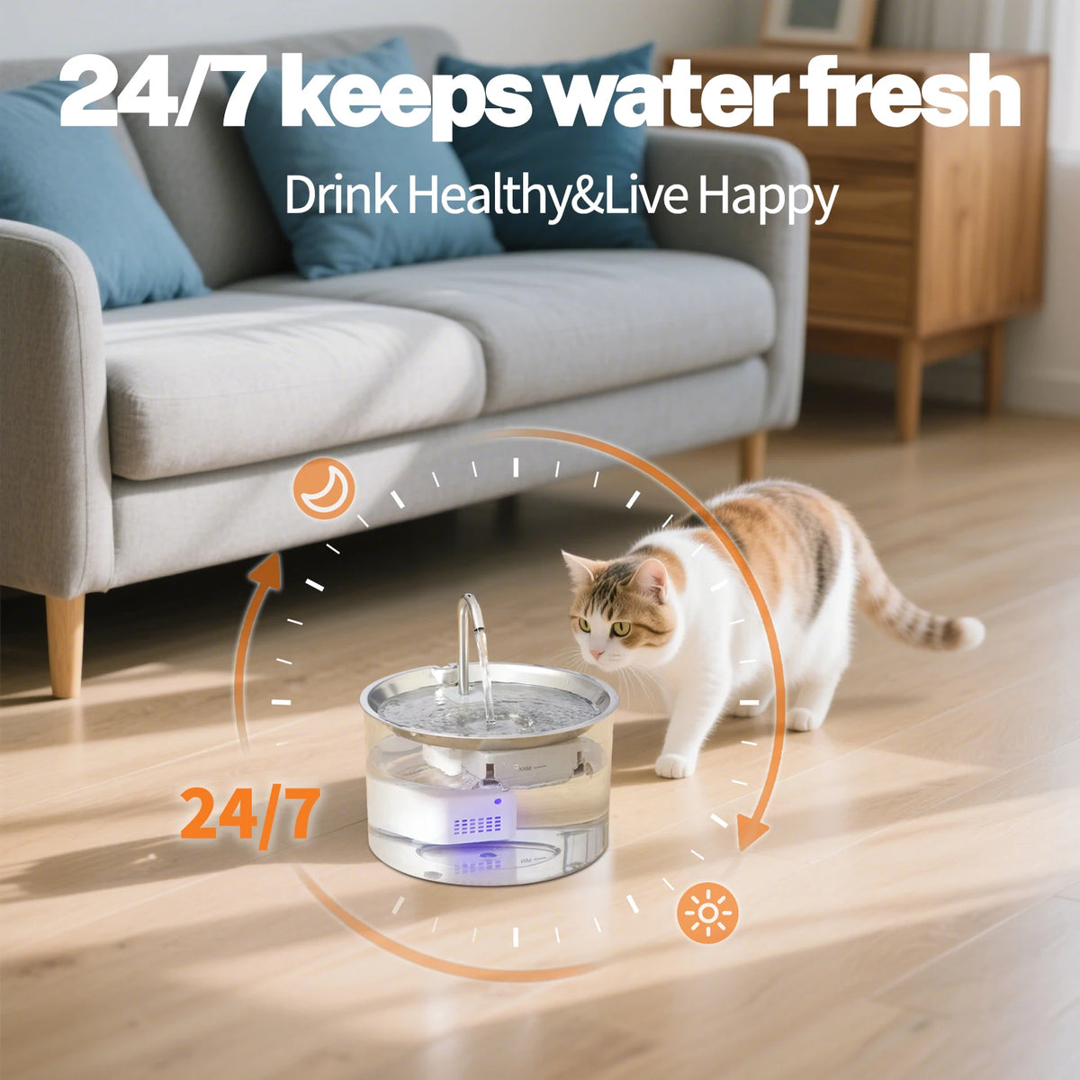 Rechargeable Ultra Quiet Pet Water Fountain With Filter System