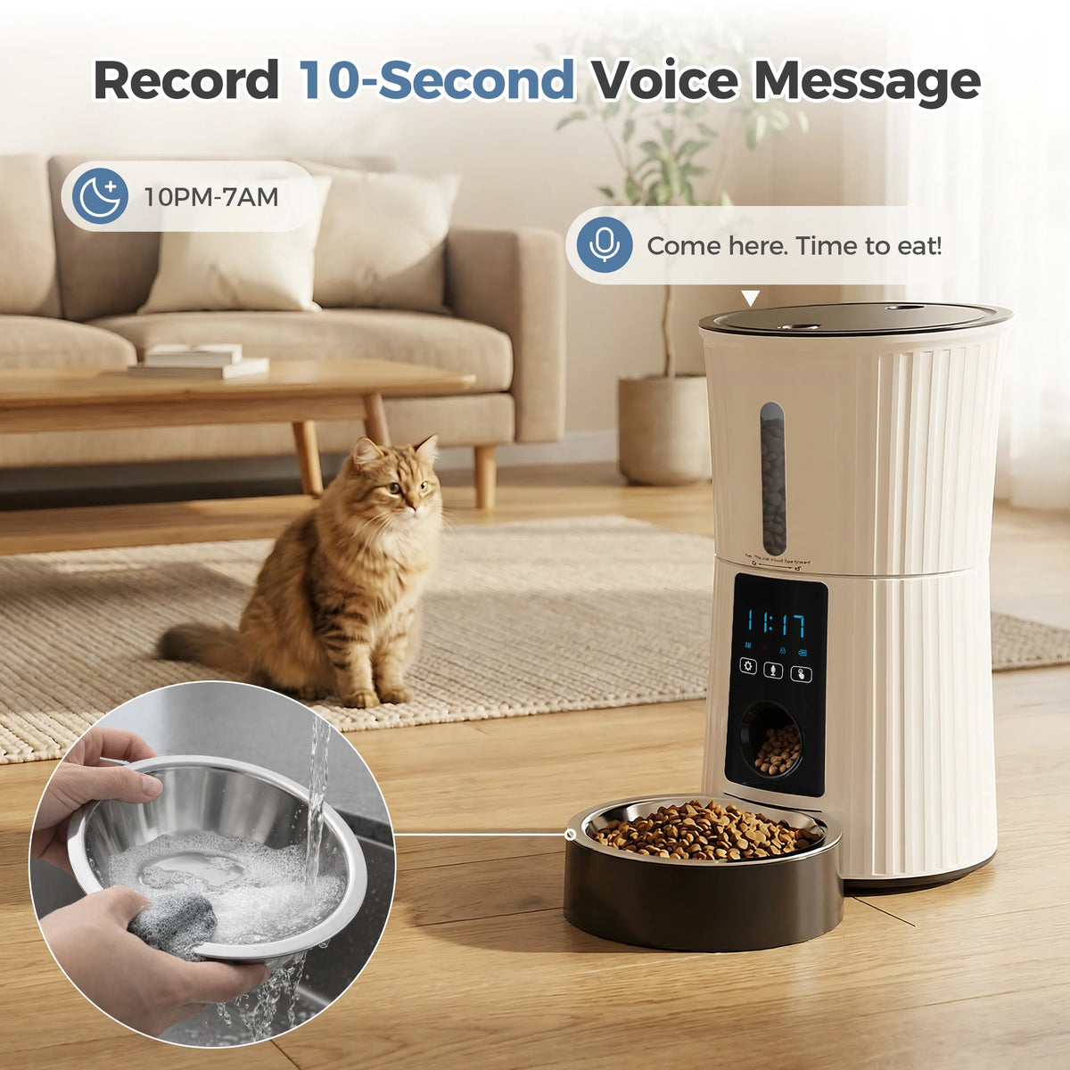 Automatic WiFi Cat Feeder With App Control Dual Power Supply