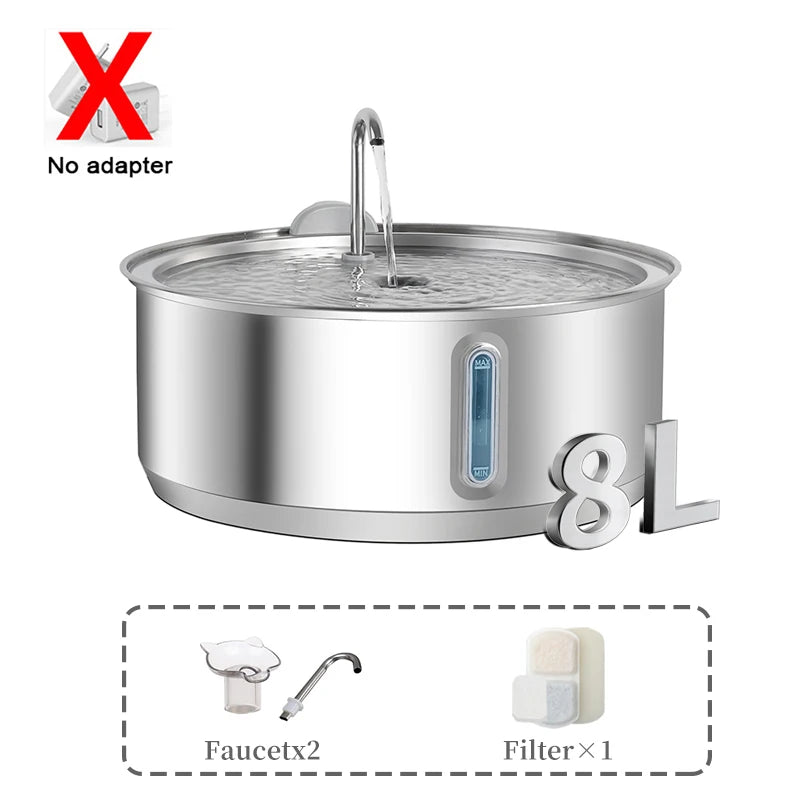 Stainless Steel Automatic Pet Water Fountain With Filter For Cats