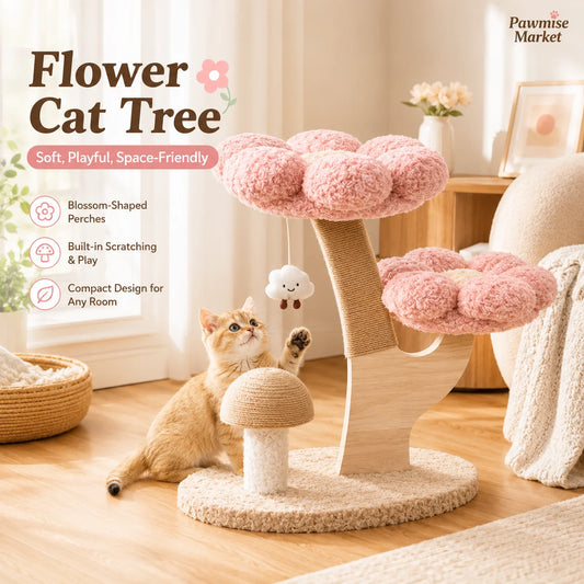 Indoor Plush Cat Tree With Sisal Scratching Post For Kittens
