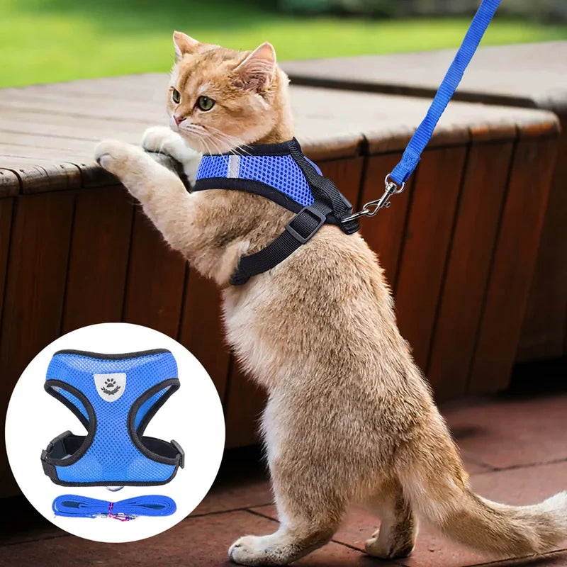 Reflective Adjustable Pet Harness With Leash For Dogs And Cats