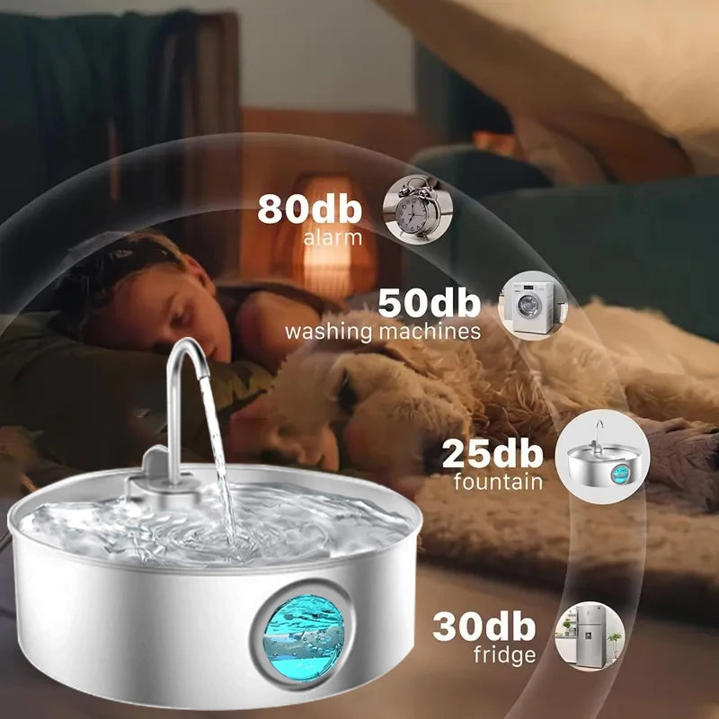 Stainless Steel Pet Water Fountain With Quiet Pump And Filter