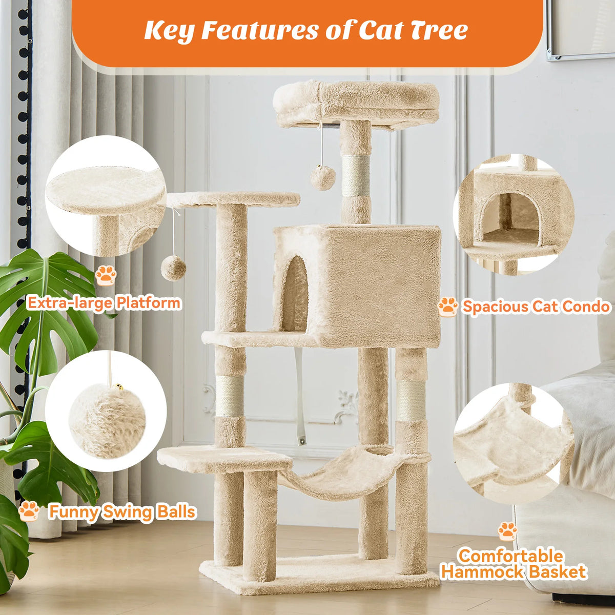 MCQ Four Tier Cat Tree Tower With Sisal Scratching Posts