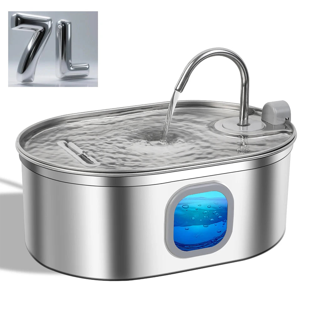 Stainless Steel Pet Water Fountain With Quiet Pump And Filter