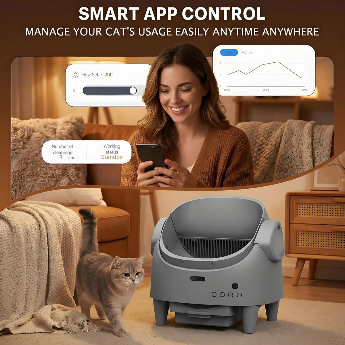 HiMISS Smart WiFi Self Cleaning Automatic Cat Litter Box