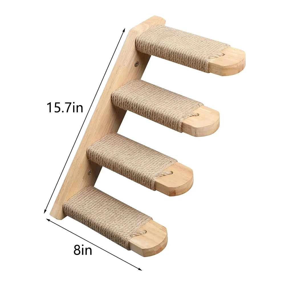 Indoor Wall Mounted Pine Wood Cat Rope Bridge Rack