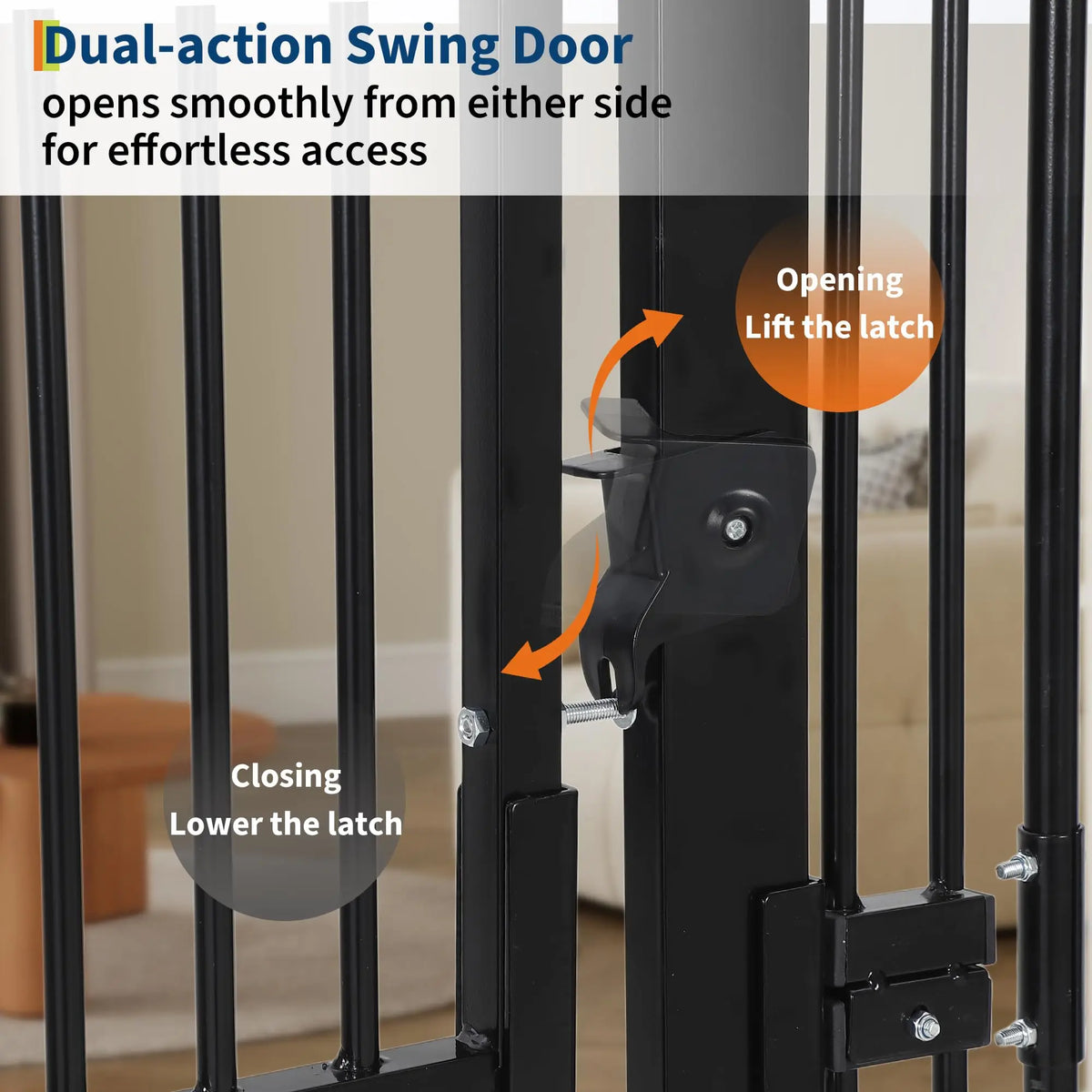 HiMISS Extra Tall Adjustable Pressure Mounted Pet Gate