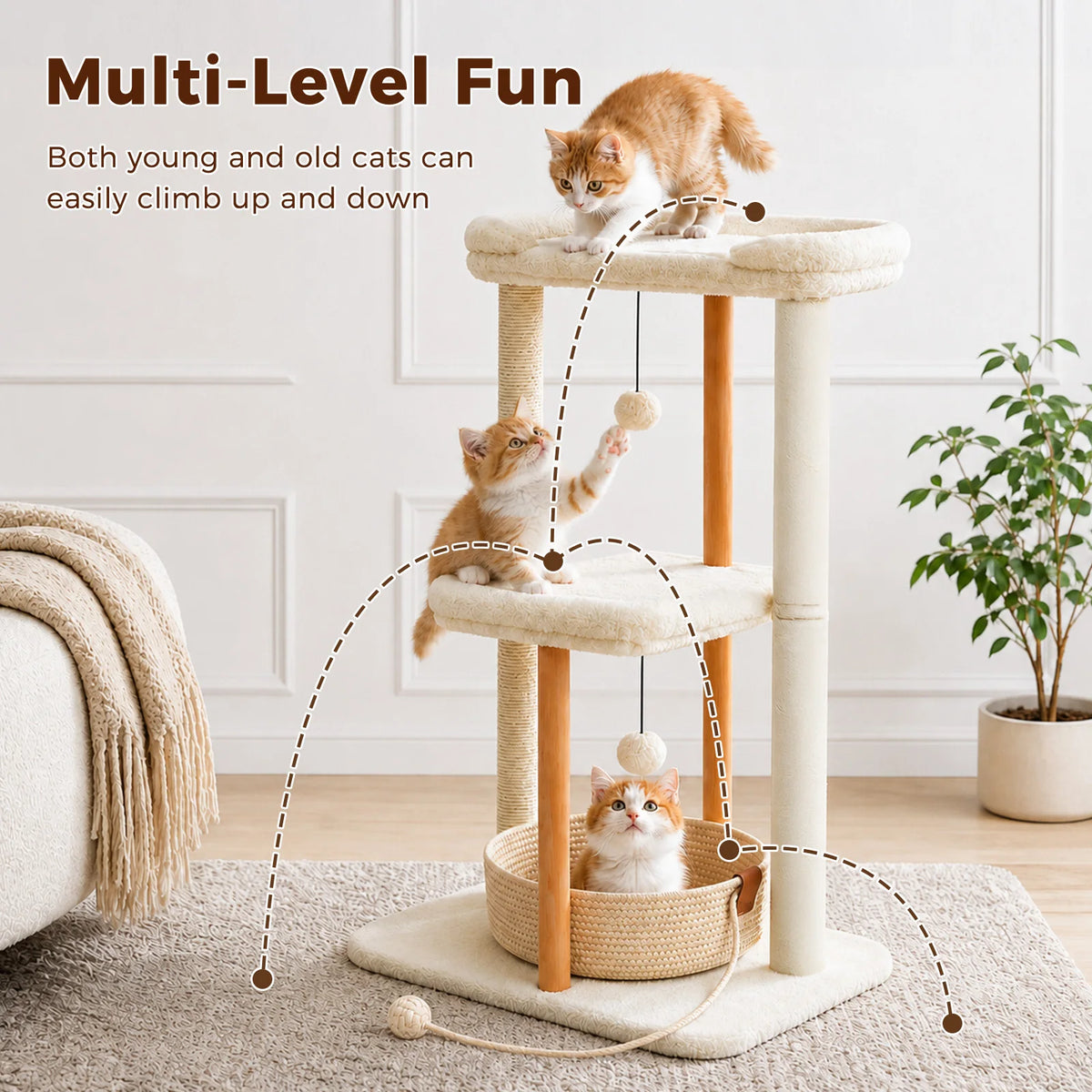Pawz Road Wood Cat Tower With Sisal Scratching Posts