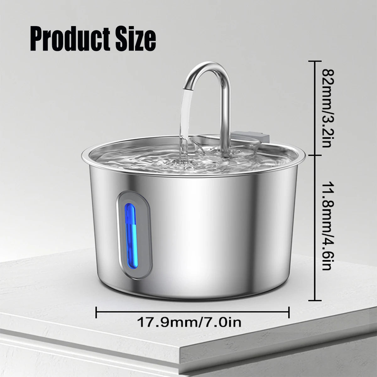 Stainless Steel Pet Water Fountain With Filter And Quiet Pump
